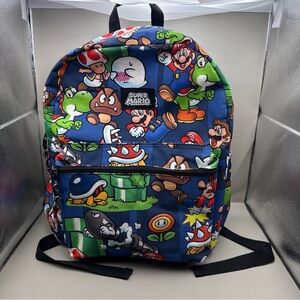 Super Mario Bioworld Nintendo 15" Backpack Front & Side Pocket Kids School Camp
